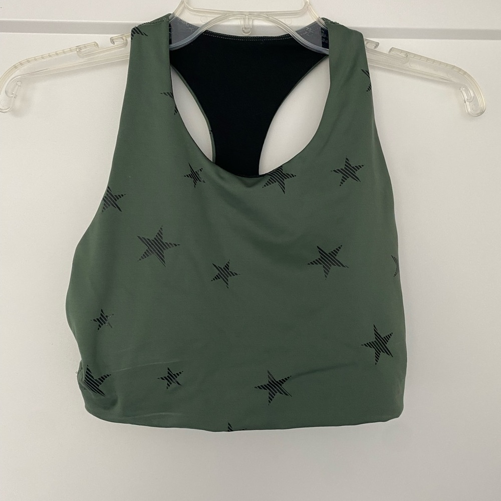 Green Star Patterned Sports Bra